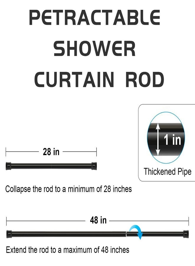 Ginbel Direct 2 Pack Shower Curtain Rod 28-48 Inch, 1"Diameter Spring Small Adjustable Tension Curtain Rods for Bathroom Windows Closet No Drilling No Rust, Black - Image 4